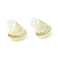Golden Alloy Shell Shape Stud Earrings with 925 Sterling Silver Pins for Women, Golden, 18x19x4mm, Pin: 0.7mm