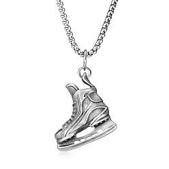 Античное Серебро Коньки 304 ожерелья с подвесками из нержавеющей стали для мужчин, античное серебро, 23.62 дюйм (60 см)