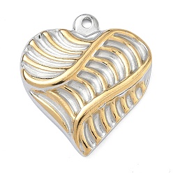 Золотой & Цвет Нержавеющей Стали 304 подвески из нержавеющей стали, сердце прелести, ионное покрытие (ip), два тона, золотые и нержавеющая сталь цвет, 28x25x5 мм, отверстие : 1.8 мм