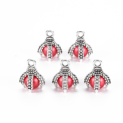 Малиновый Подвески из сплава в тибетском стиле, абс пластиковые жемчужные бисера, без кадмия и без свинца, коготь, малиновый, 14x11x11 мм, отверстие : 2 мм