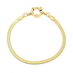 Настоящее золото 18K 304 женские браслеты-цепочки из нержавеющей стали с узором «елочка», реальный 18 k позолоченный, 6-7/8 дюйм (17.5 см)