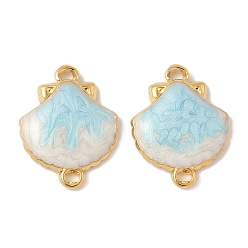 Светло-голубой 304 подвески-соединители в форме эмалированной оболочки из нержавеющей стали, ионное покрытие (ip), реальный 18 k позолоченный, светло-голубой, 18x13.5x3 мм, отверстие : 1.2 мм