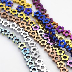 (52) Непрозрачная лаванда Гальванизировать немагнитных синтетический гематит бисер пряди, цветок / цветок сливы, разноцветные, 6x6x2 мм, отверстие : 1 мм, внутренний диаметр: 2 мм, около 72 шт / нитка, 15.7 дюйм