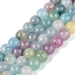 (52) Непрозрачная лаванда Нити из окрашенных стеклянных бусин с эффектом омбре и эффектом кракелюра, имитация драгоценных камней, круглые, разноцветные, 6~6.5 мм, отверстие : 0.8~1 мм, около 138~146 шт / нитка, 29.92~31.89 дюйм (76~81 см)
