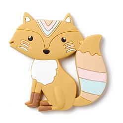 Gold Food Grade Eco-Friendly Silicone Cabochons, Fox, Gold, 86x88x10mm