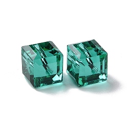 Dark Cyan Imitation Austrian Crystal Beads, Grade AAA, Faceted, Cube, Dark Cyan, 8x8x8mm(size within the error range of 0.5~1mm), Hole: 0.9~1.6mm