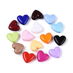 (52) Непрозрачная лаванда Непрозрачные акриловые бусины, сердце, разноцветные, 15x17x7 мм, отверстие : 1.8~2 мм, Около 416 шт / 500 г