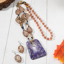 Trapezoid Комплекты из акриловых бусин с подвесками и серег, трапециевидные, 780 мм