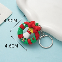 Christmas Wreath Пвх пластиковый брелок, Новогодняя тема, Рождественский венок, кулон: 4.9x4.6 см