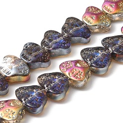 Разноцветный Прозрачные стеклянные бусины гальваническим пряди, с покрытием цвета радуги, череп головы, красочный, 13x10x6 мм, отверстие : 1 мм, около 65 шт / нитка, 25.59'' (65 см)