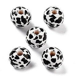 Черный Древесина европейского бисера, бусины с большим отверстием, коровья полоса, чёрные, 15.5~16x14.5 мм, отверстие : 4 мм