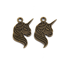 Античная Бронза Сплавочные сеттинги для кулона, тибетский стиль, без кадмия и без свинца, единорог, античная бронза, 22.5x16.5x1.5 мм, отверстие : 2 мм