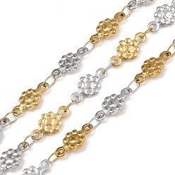Золотой & Цвет Нержавеющей Стали 304 двухцветные цепочки с цветочным узором из нержавеющей стали, ионное покрытие (ip), пайки, золотые и нержавеющая сталь цвет, 11x5.5x1.5 мм