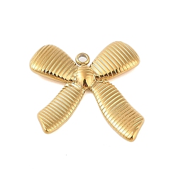 Настоящее золото 18K Ионное покрытие (ip) 304 подвески из нержавеющей стали, очарование бантом, реальный 18 k позолоченный, 29x26x3 мм, отверстие : 1.5 мм