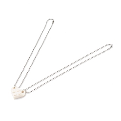 Белый Ожерелья с подвесками из полимерных строительных блоков, 304 стальной шаровой цепи из нержавеющей, белые, 17.13 дюйм (435 мм), 2 шт / комплект