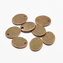 Красная Медь Тибетский стиль сплава штамповка бланк теги подвески подвески, овальные, без кадмия, без никеля и без свинца, Красная медь, 10x8x1.5 мм, отверстие : 1 мм
