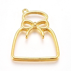 Golden Zinc Alloy Open Back Bezel Pendants, For DIY UV Resin, Epoxy Resin, Pressed Flower Jewelry, Lucky Bag, Golden, 26.5x22.5x2.5mm, Hole: 1.4mm