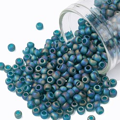 (167BDF) Transparent AB Frost Teal TOHO Round Seed Beads, Japanese Seed Beads, (167BDF) Transparent AB Frost Teal, 8/0, 3mm, Hole: 1mm, about 222pcs/bottle, 10g/bottle