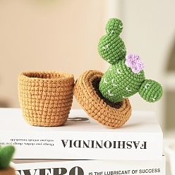 Кактус Наборы для вязания своими руками для начинающих, включая крючок для вязания, иглу и пряжу, маркер стежка, инструкции, кактус, 15x11 см