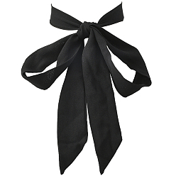 Черный 2шт. шифоновые галстуки для женщин, Однотонный галстук, чёрные, 1420~1440x25~43x0.5 мм