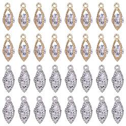 (52) Непрозрачная лаванда 40шт 2 цветной сплав кубический цирконий подвески, очарование глаз, разноцветные, 16x6.6 мм, отверстие : 1.3 мм, 20 шт / цвет