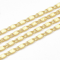 Настоящее золото 18K Паяные латунные цепи звеньев моряка, без кадмия, без никеля и без свинца, реальный 18 k позолоченный, 5x2x0.6 мм