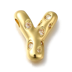 Letter Y Латунь с кубическим цирконием подвеской, без кадмия, без никеля и без свинца, Письмо Y, Письмо Y, 22x19x6.5 мм, отверстие : 4 мм
