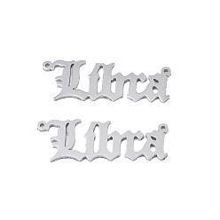 Libra Non-Tarnish 304 Stainless Steel Connector Charms, Word, Libra, 9x25x1mm, Hole: 0.8mm