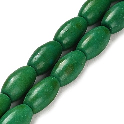 Vert Perles synthétiques turquoise brins, ovale, teint, verte, 14x8mm, Trou: 1mm, Environ 26 pcs/chapelet, 14.72 pouce (37.4 cm)
