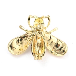 Jet Bee Alloy Brooch with Resin Pearl, Exquisite Rhinestone Insect Lapel Pin for Girl Women, Golden, Jet, 29x40x12.5mm, Pin: 0.8mm