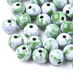 Зеленый Бисера треск акриловые, бусы из искусственного камня, круглые, зелёные, 9~9.5 мм, Отверстие : 2 мм , около 950 шт / 500 г