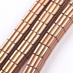 с Покрытием Меди Гальванизировать немагнитных синтетический гематит бисер пряди, кубические, с медным покрытием, 4x4x4 мм, отверстие : 0.5 мм, около 98 шт / нитка, 15.7 дюйм (40 см)