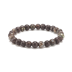 Natural Agate Round Natural Agate Stretch Beaded Bracelets, Inner Diameter: 2-1/8 inch(5.3cm), Beads: 8mm