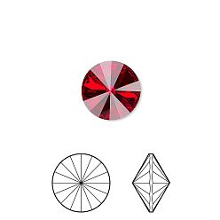 227_Light Siam Austrian Crystal Rhinestone Cabochons, Crystal Passions, Foil Back, Faceted Rivoli, 1122, 227_Light Siam, 12mm