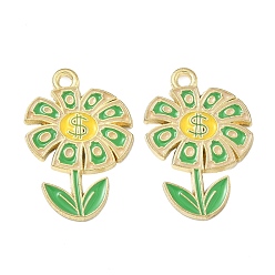 Цветок Подвески из эмали и сплава, золотые, цветок, 25x17x1.5 мм, отверстие : 1.8 мм