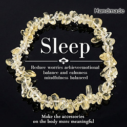 Citrino Pulseras elásticas con cuentas de fragmentos de citrino natural calentados, 6.89 pulgada (17.5 cm)