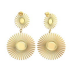 Настоящее золото 14K 304 серьги-гвоздики из нержавеющей стали с подвесками от солнца, плоские круглые кабошоны, для женщин, реальный 14 k позолоченный, лоток: 6 & мм 12 мм, 60x35 мм