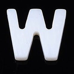 Letter W Естественных пресноводных стеклянные бусы, цвет морской раковины, Начальная буква, Буква W, 9.5x9x2 мм, отверстие : 0.8 мм