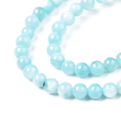 Light Sky Blue Natural Freshwater Shell Beads Strands, Dyed, Round, Light Sky Blue, 2.5mm, Hole: 0.5mm, about 122~136pcs/strand, 14.57 inch~15.63 inch(37cm~39.7cm)