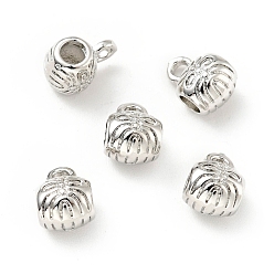 Platin Farbe Gestellplattierung Messingrohrbügel, Barrel-Loop-Bail-Perlen, cadmiumfrei und bleifrei, langlebig überzogen, Platin Farbe, 8.5x6x5.8 mm, Bohrung: 1.6 mm, Innendurchmesser: 2.4 mm