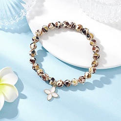 Верблюжий Сплав эмали шарм браслеты, Браслеты из синтетических янтарных бусин круглой формы для женщин, цветок, верблюжие, внутренний диаметр: 2-1/8 дюйм (5.5 см)