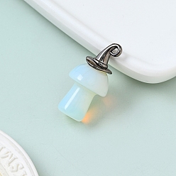 Opalite Opalite Pendnats, with Alloy Finding, Mushroom Charms, 30x25mm
