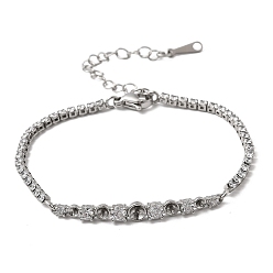 Платина Изготовление теннисного браслета с прозрачными кубическими циркониями из латуни., платина, 6.42 дюйм (16.3 см), Подходит для стразов: 3.5мм и 3мм и 2.5мм, штифты : 0.5 мм