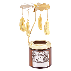 Перо Вращающийся подсвечник из нержавеющей стали, железными чарами, для любителей свечей, романтическая свадьба, Рождественская вечеринка, золотые, перо, 4.35x1.6x0.1 см