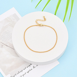 Настоящее золото 18K Браслеты-цепочки из латуни для женщин, без никеля , долговечный, реальный 18 k позолоченный, 7-1/8 дюйм (18 см)