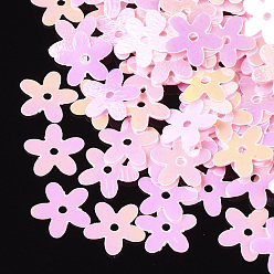 Бледно-Розовый Аксессуары для орнаментов, пластиковые пайетки / блестки из пвх, цветок, розовый жемчуг, 9.5~10x10x0.4 мм, Отверстие : 1.2 мм , около 30000 шт / 500 г