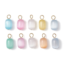 (52) Непрозрачная лаванда 10шт 10 цвета окрашенные подвески из натурального селенита, с золотым оттенком 304 петли из нержавеющей стали, разноцветные, 18x8.5 мм, отверстие : 3 мм, 1 шт / цвет
