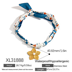 Цветок 304 ожерелья-шарфы с подвесками из нержавеющей стали, золотые, цветок, 26.38 дюйм (67 см), Кулон : 40.82 мм