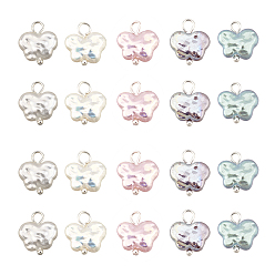 (52) Непрозрачная лаванда 20шт 5 цвета АБС пластик имитация жемчуга подвески, с покрытием AB цвета, с латунной фурнитурой , бабочка, разноцветные, 14.5x12x2.5 мм, отверстие : 2 мм, 4 шт / цвет