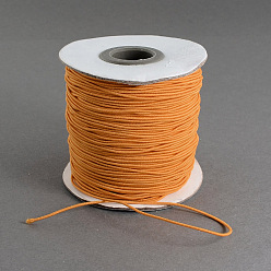 Dark Orange Round Elastic Cord, with Nylon Outside and Rubber Inside, Dark Orange, 1mm, about 109.36 yards(100m)/roll
